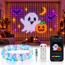 Smart RGB LED Curtain Lights - DIY Custom Pattern Display, App & Remote Controlled String Lights, Adjustable Brightness, Colorful Animated Lighting for Halloween, Christmas, Bedroom, Party & Home Decor