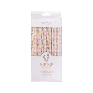 Carrots and Stripes Reusable Straws