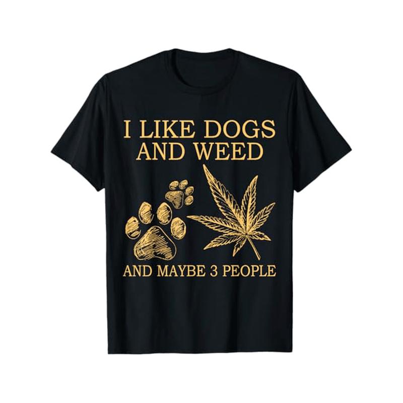 1pc Mens Cotton T Shirt With I Like Dogs Print Mature Style Regular Fit Round Neck Stretch Fabric Size XXXL