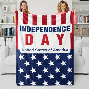 American Flag Flannel Blanket Set, Digital Print Super Soft Warm Cover, Lightweight Skin-Friendly, Suitable for Sofa Bed, Patriotic Holiday Decor