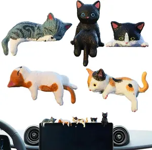 [Free!!Ship!] 5 PCS Cute Cat Figurines Set, Mini Aesthetic Decor Collectibles, Funny  Desk Cat Statues for Dashboard Desk Shelf Computer Decoration