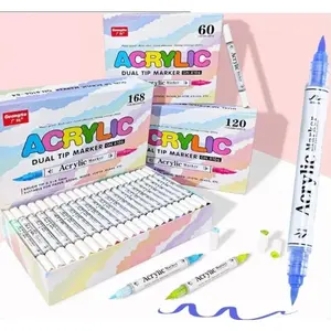 Gift for valentines's day Acrylic Marker Pen, 1 Box 60/120 Color Acrylic Paint Marker Pen, Double Head Coloring Materials Pen for Diy Album, Black Card, Scrapbook, Craft Supplies, Artistic Supplies, Teen Girl Gifts, Art Supplies