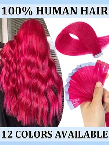 12 Colors Mini Tape in Human Hair Extensions 12inch-20inch Natural Straight Machine Remy Seamless Tape in Hair for Outlet Hairstyle for Women Easy to Wear