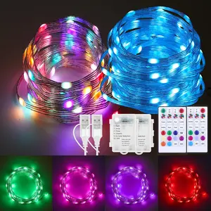 2 Pack Fairy Lights  Operated Color Changing String Lights with Remote, 16.4FT Twinkle Lights USB Plug or  , Outdoor Christmas Decorations for Bedroom Wedding Party Indoor