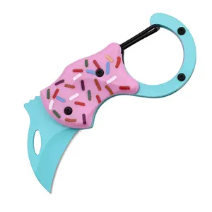 Unisex Pink Ice Cream Pocket Knife - Cute Keychain Folding Utility Knife, Mini EDC Knife for Everyday Carry, Ideal Gift for Women & Men
