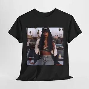 Aaliyah Tshirt Retro California Poster Vintage Hip Hop Unisex Cotton Tee---100% cotton Soft Fabric Breathable comfortable outdoor daily wear