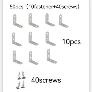 10-Piece Stainless Steel L-Shape Corner Brackets Set, 3.99x3.99cm Right Angle Bracket with Screws, Ideal for Wooden Shelves and Furniture Assembly