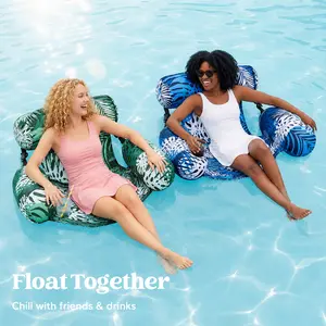 Popular Adult Inflatable Floating Lounge Chair 1/2 Pack Leaf Design Waterproof Blow Up Pool Float for Outdoor Summer Pool & Beach Leisure