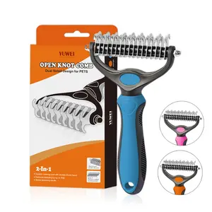 Original Pet Detangling Comb, Dual-Sided De-Shedding Tool for Dogs & Cats, Wide Grooming Brush, Reduces Shedding by 95%, Long Hair Use