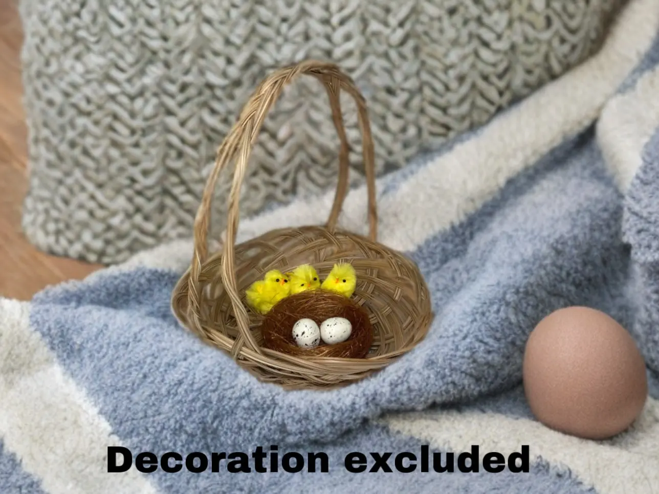 CalCastle Oval Gift Basket with Handle, Woven Bread Roll Basket, Natural Coco Midrib Material