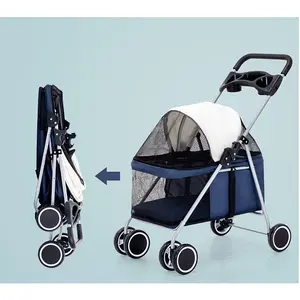 Pet Stroller Lightweight Folding Pet Cat Dog Rabbit Easy Installation Trolley