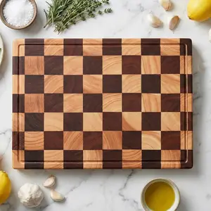 Wooden Cutting Board with Juice Groove, Non-Slip, Toxic-Free Serving Tray, Thick Large Size, Ideal Kitchen Gift for Home Cooks