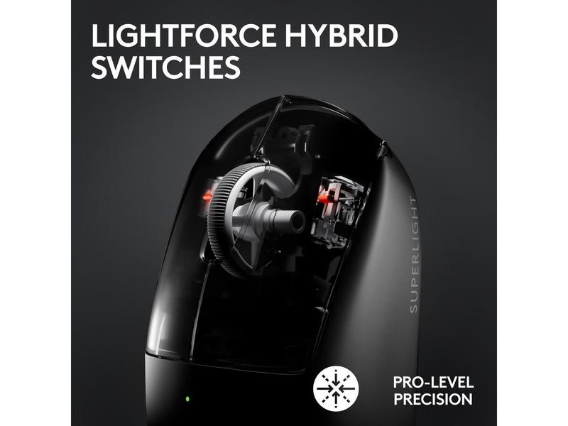 Logitech G PRO X SUPERLIGHT 2 Lightspeed Wireless Gaming Mouse, Lightweight, LIGHTFORCE Hybrid Switches, Hero 2 Sensor, 44,000 DPI, 5 Programmable Buttons, USB-C Charging, PC & Mac