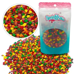 Mini Fall Leaves Blend Confetti Sprinkles for Baking - Vibrant Autumn Colors & Mini Leaf Shapes - Perfect for Cakes & Desserts