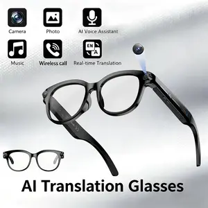 AI smart glasses with real-time multilingual support, blue light protection, Bluetooth-compatible audio—ideal for travel and business