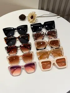 10 Pairs Multicolor Durable PC Material Trendy Square Framed Sunglasses, Fashion Women's Accessories, All Seasons, Daily Commute, Street Style, Vacation Photos, Road Trip