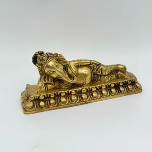 Small Laxmi Ganesha and Sankh Gift Special Brass Statue for Home Decor and Spiritual Gifts