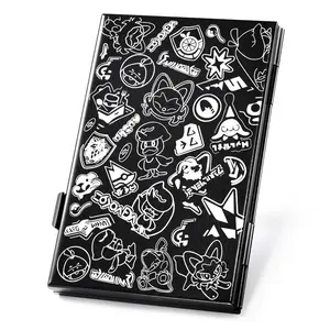 FUNLAB Switch Game Case, Compatible with Switch Game Cards, Creative Pattern Metal Case Design, with 6 Game Card Storage, Portable Storage - Black