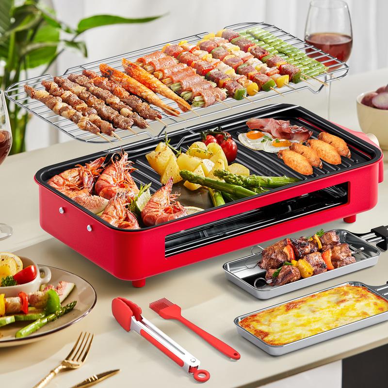 TANLOOK 1800W Indoor Electric Smokeless BBQ Grill with Non-Stick ...