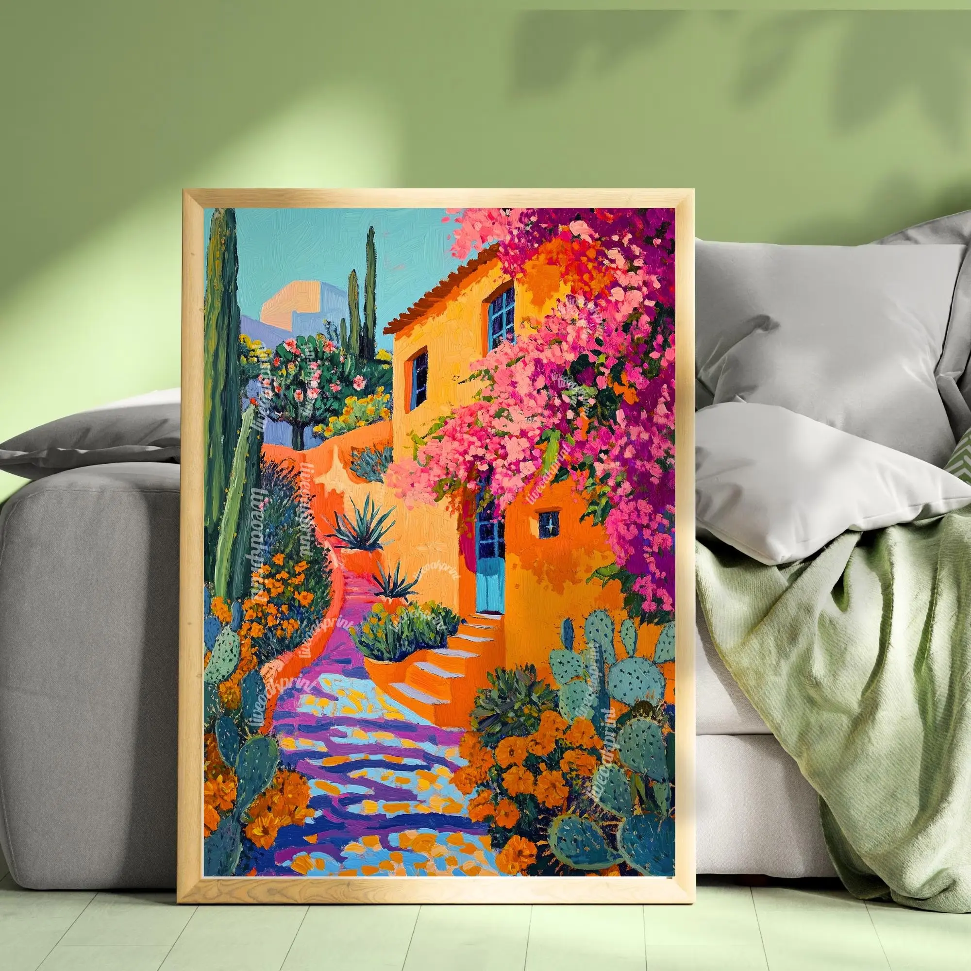 Vintage Mexican Poster Unframed  – Traditional Latin Decor Mexican Prints Botanical Wall Art Tropical Art Print Mexican Wall Art Pink Boho Home Decor