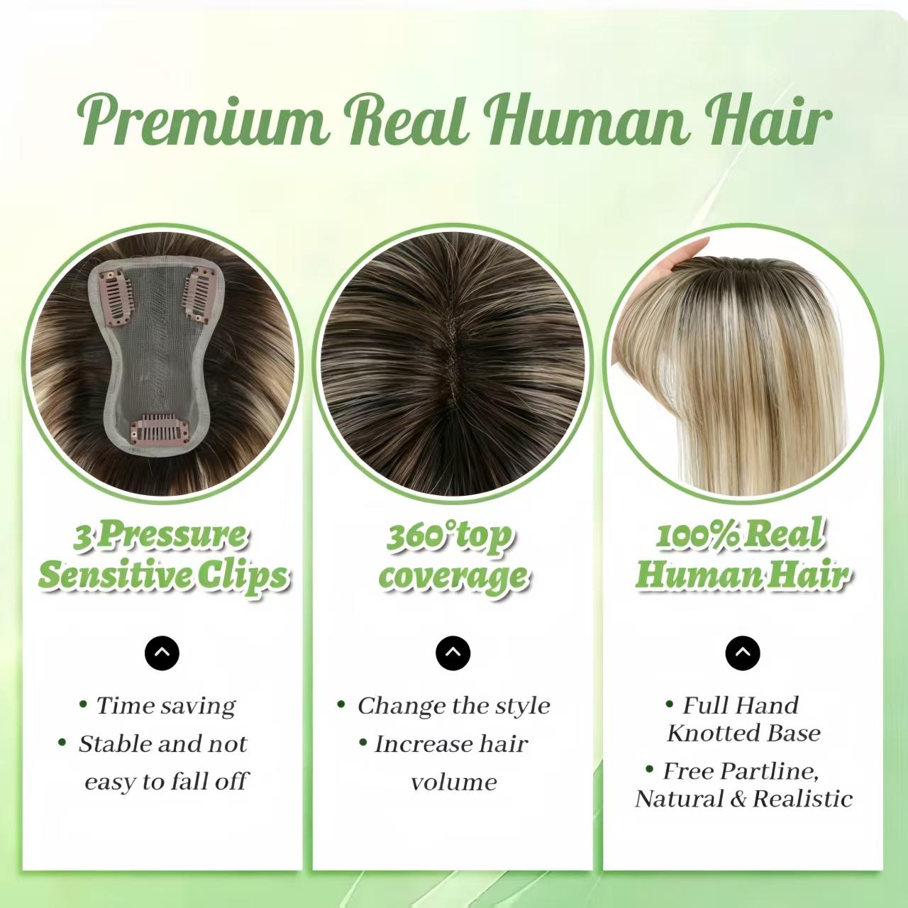 10-Inch Human Hair Topper for Thinning Hair, Swiss Base, 360 Coverage Amazon.com : SARO-UP Hair Toppers for Women Real Human Hair  main image 4