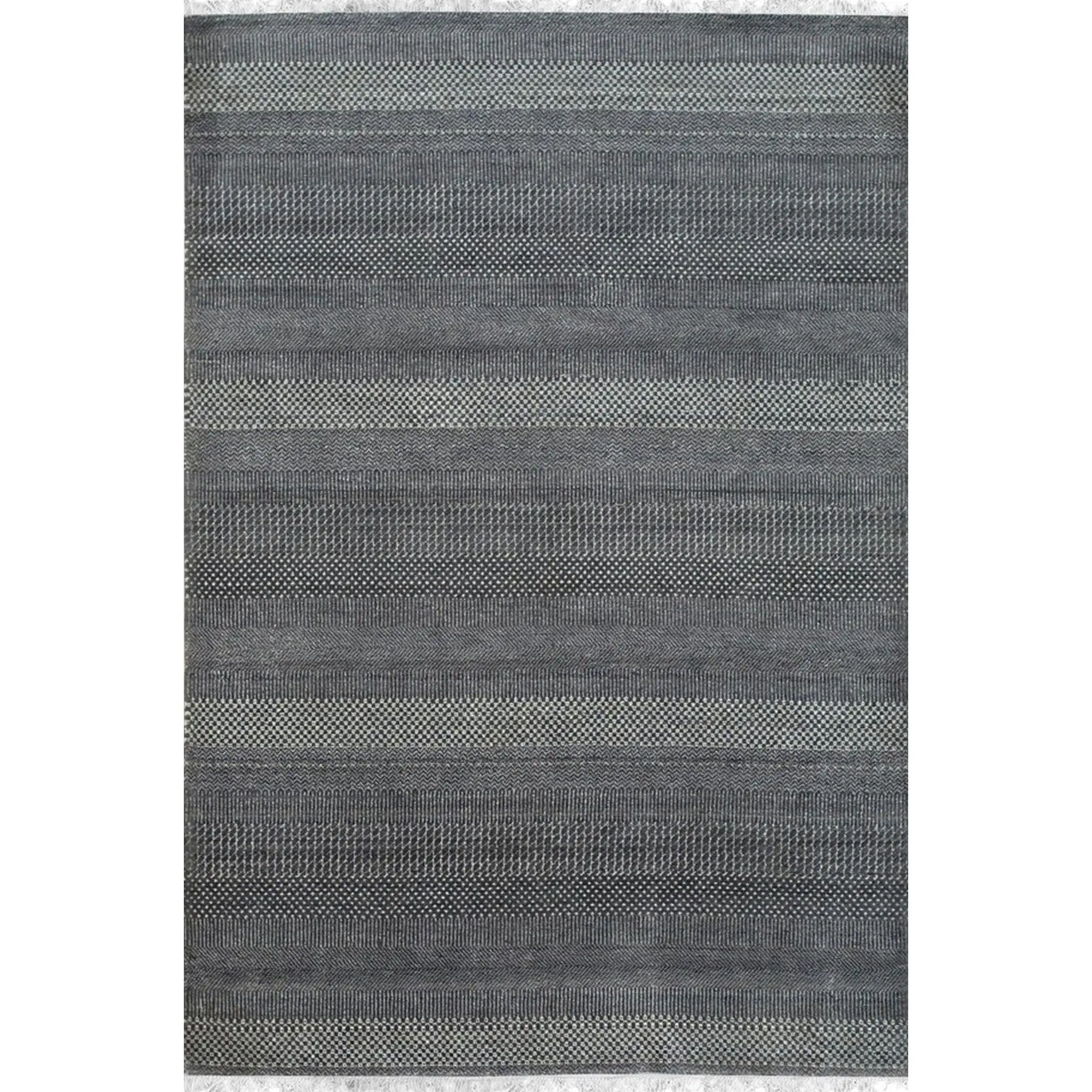 Dazzling Chic Gray Hand Knotted Wool & Viscose Rug