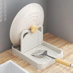 Multifunctional Plastic Kitchen Storage Rack, Spoon and Utensil Holder, Pot Lid and Scraper Organizer, Durable Home Cooking Essential, Kitchenware