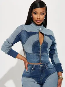Women's Casual Coronado 2-Tone Denim Moto Jacket - Medium Wash, Womenswear