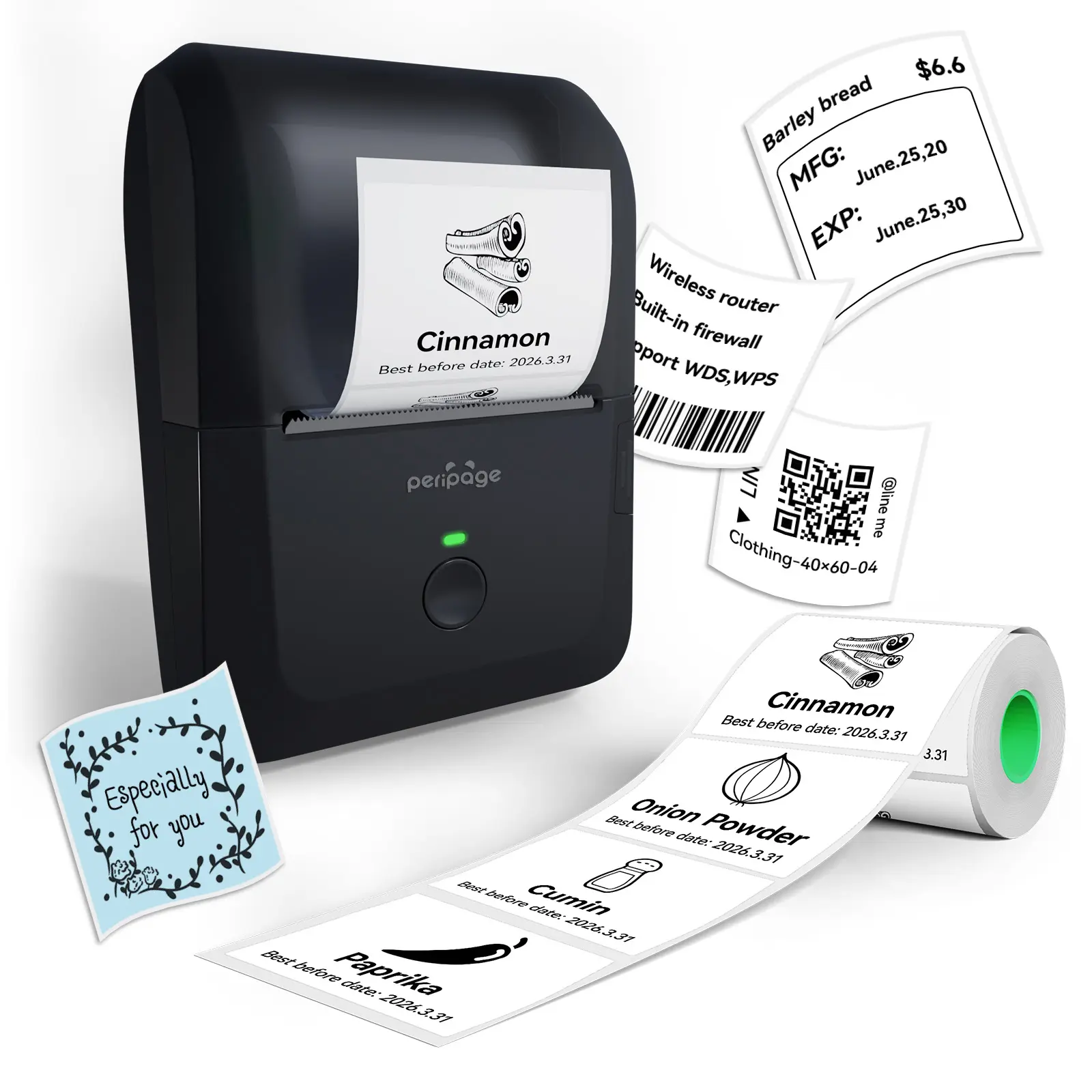 Peripage Label Maker PB20 Portable Thermal Printer for Small Business, with Inkless Functionality & Accessories Printing Fathersdaygift