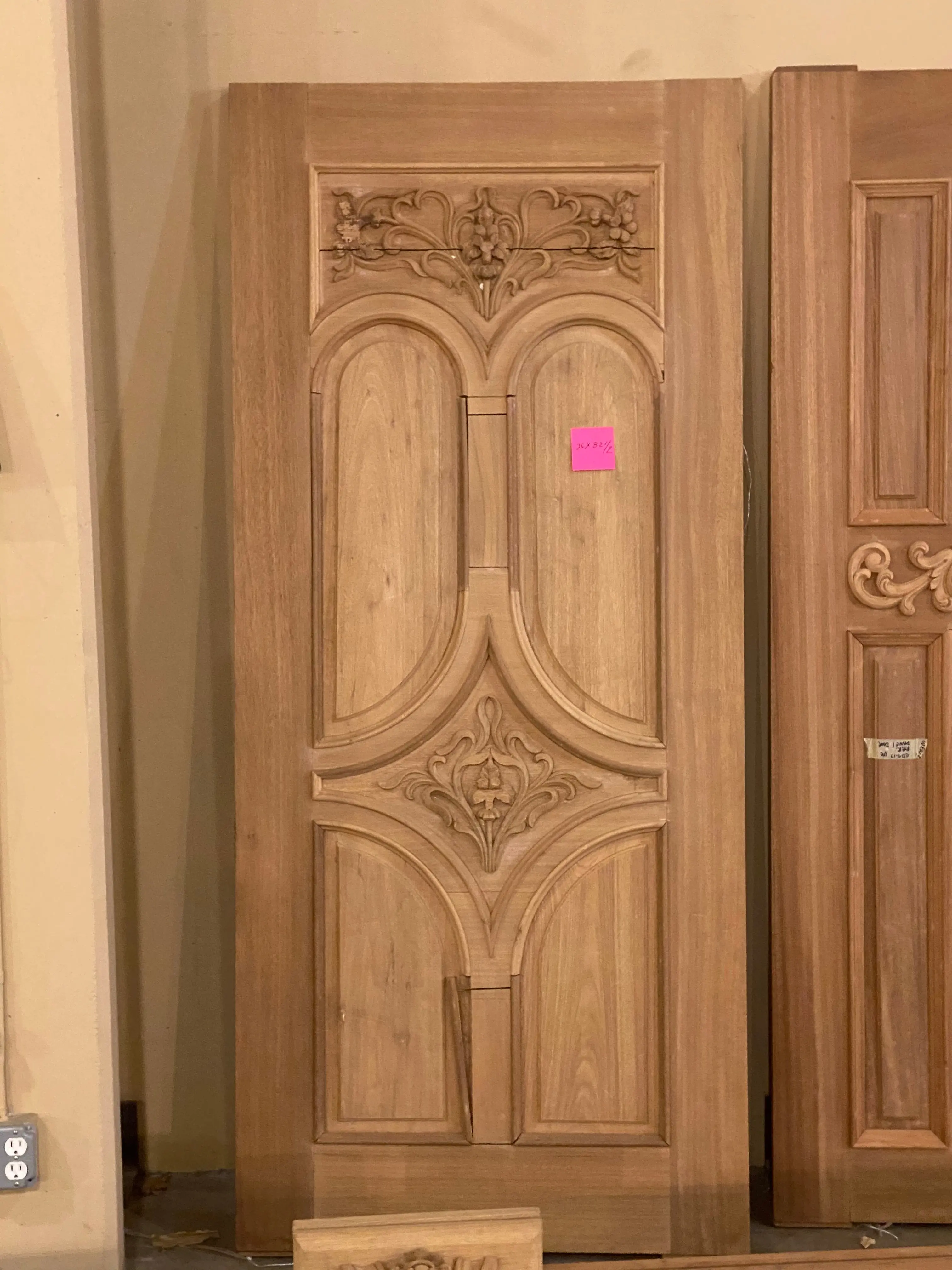 Mahogany Door with Carved Detail