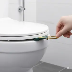 Easy-Install Toilet Seat Lifter Handle: Adjustable No-Touch Door Pull, Slip-Resistant Grip, Hygienic Bathroom Accessory for Hands-Free Cleaning, Multi-Scene Home Use, No Drilling Required