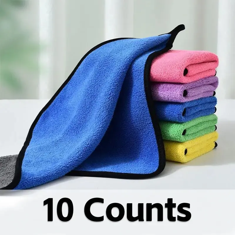 10 Pack Thick Cleaning Cloths, Car Towels, Kitchen Dusters, No-Scratch Microfiber, Car Polishing Waxing Dry Absorbent Towels, House Cleaning
