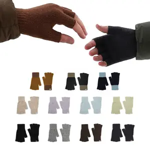 UNDERCONTROL Fingerless Knit Gloves – Unisex Wool Nylon Blend Half Finger Warmers with Stretchy Soft Fabric, Touchscreen Friendly Winter Mittens for Outdoor Casual Daily Use