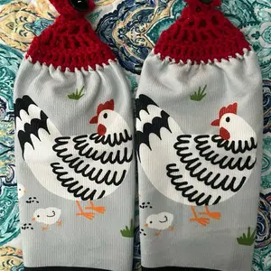 Farmhouse crocheted kitchen towel sets