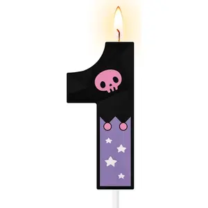 Large  Cartoon  Birthday Candles for Girls, 5 & 2.76 Inches  Black Cake Toppers, Animated Theme Birthday Decorations for Party Supplies ()