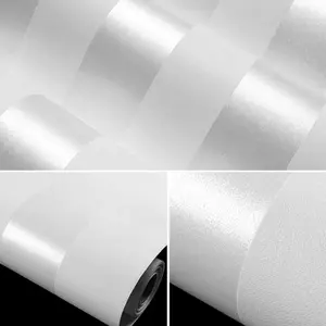 1 roll of modern minimalist vertical striped wallpaper, 3D pearl removable wallpaper soft gray and beige, 20.86inx374.01in easy to tear sticker suitable for easy operation and cutting, suitable for study, bedroom, living room, TV background, home decorati