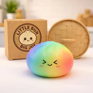 Dumpling Squishy Stress Ball Toy, Soft Squeeze Fidget Sensory Toy for Kids Adults, 3.15 Inch Stretchy Dough Ball for Anxiety Stress Relief