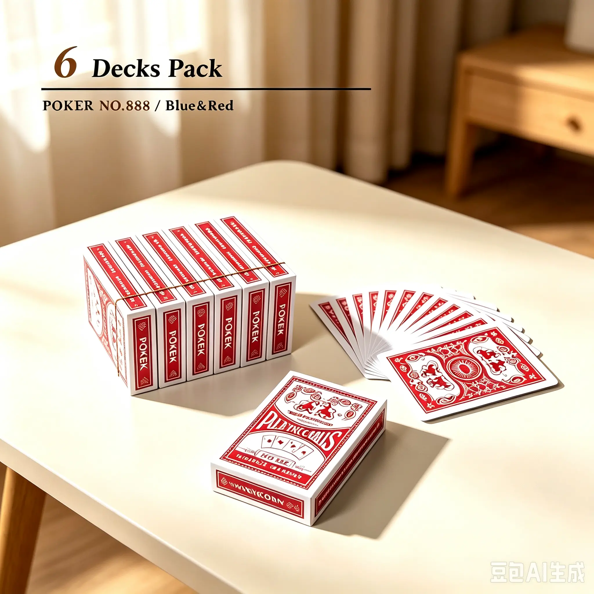 Standard Playing Cards（NO.888）, Red or Blue, 6 Decks Pack