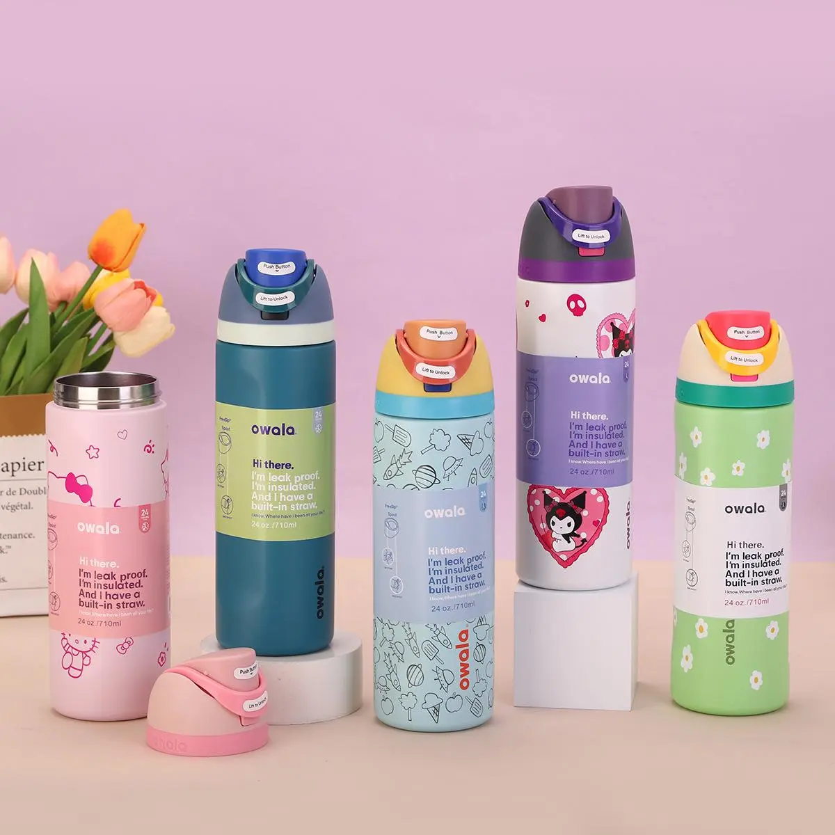 Cross-border explosion Owala double-layer vacuum fruit cup 304 stainless steel thermos cup outdoor large-capacity straw water cup