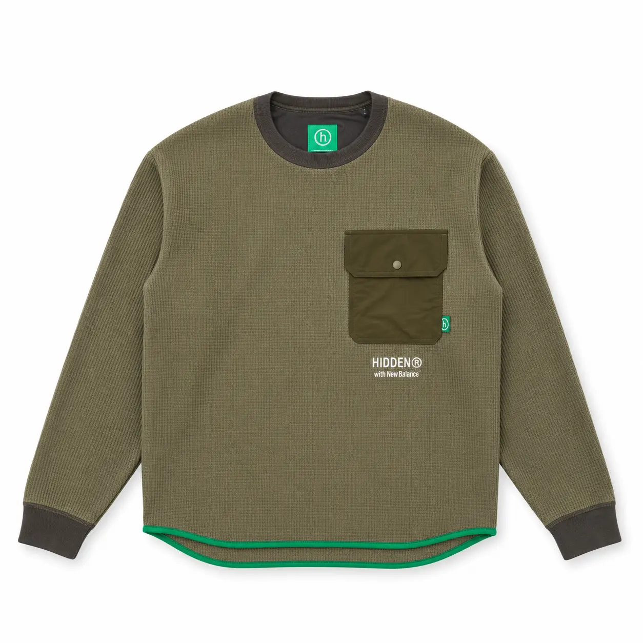 HIDDEN NY AND WANDER WAFFLE LONG SLEEVE SHIRT OLIVE KHAKI