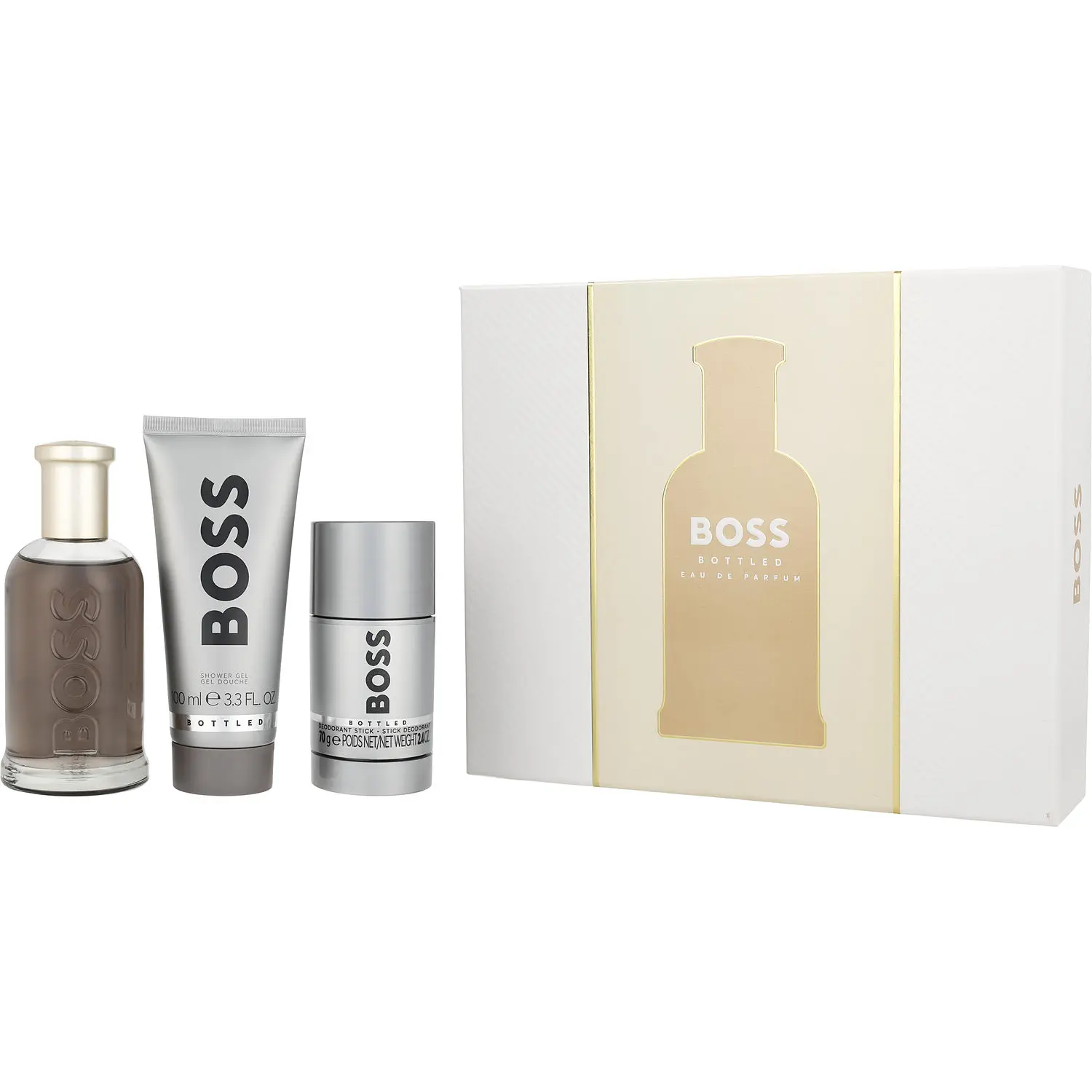 Boss #6 Set-Eau De Parfum Spray 3.3 Oz & Deodorant Stick 2.5 Oz & Shower Gel 3.3 Oz For Men