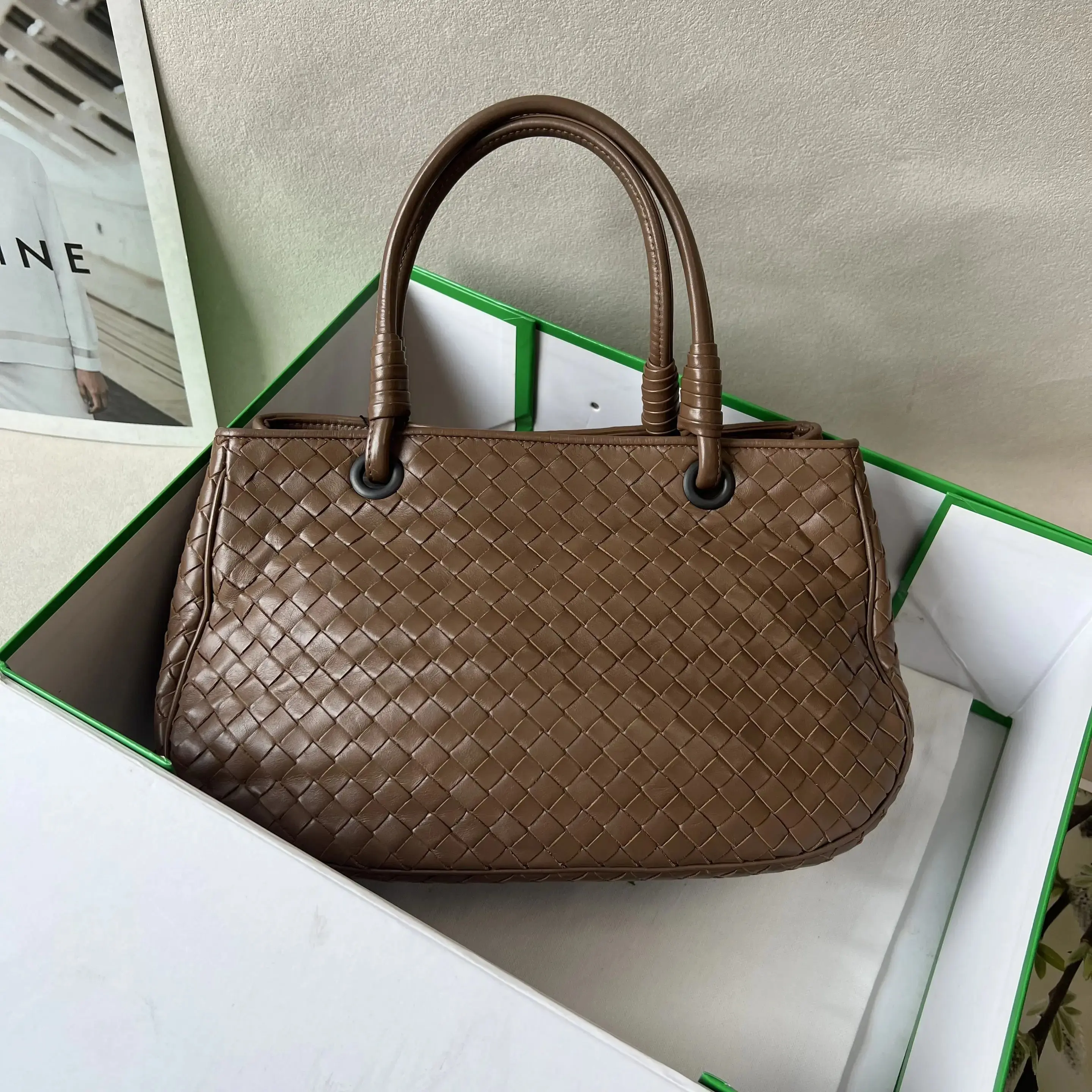 Pre-owned BOTTEGA VENETA Handbag Brown Woven Cowhide 0815RI/C8359685936