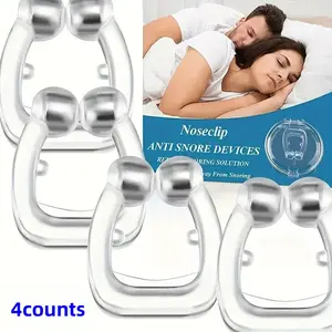 4 Piece Silicone Magnetic Anti-Snoring Nose Clips, Sleep Aid Nasal Dilator, Comfortable Nasal Relief, Stop Snoring, Unisex, Noseclip
