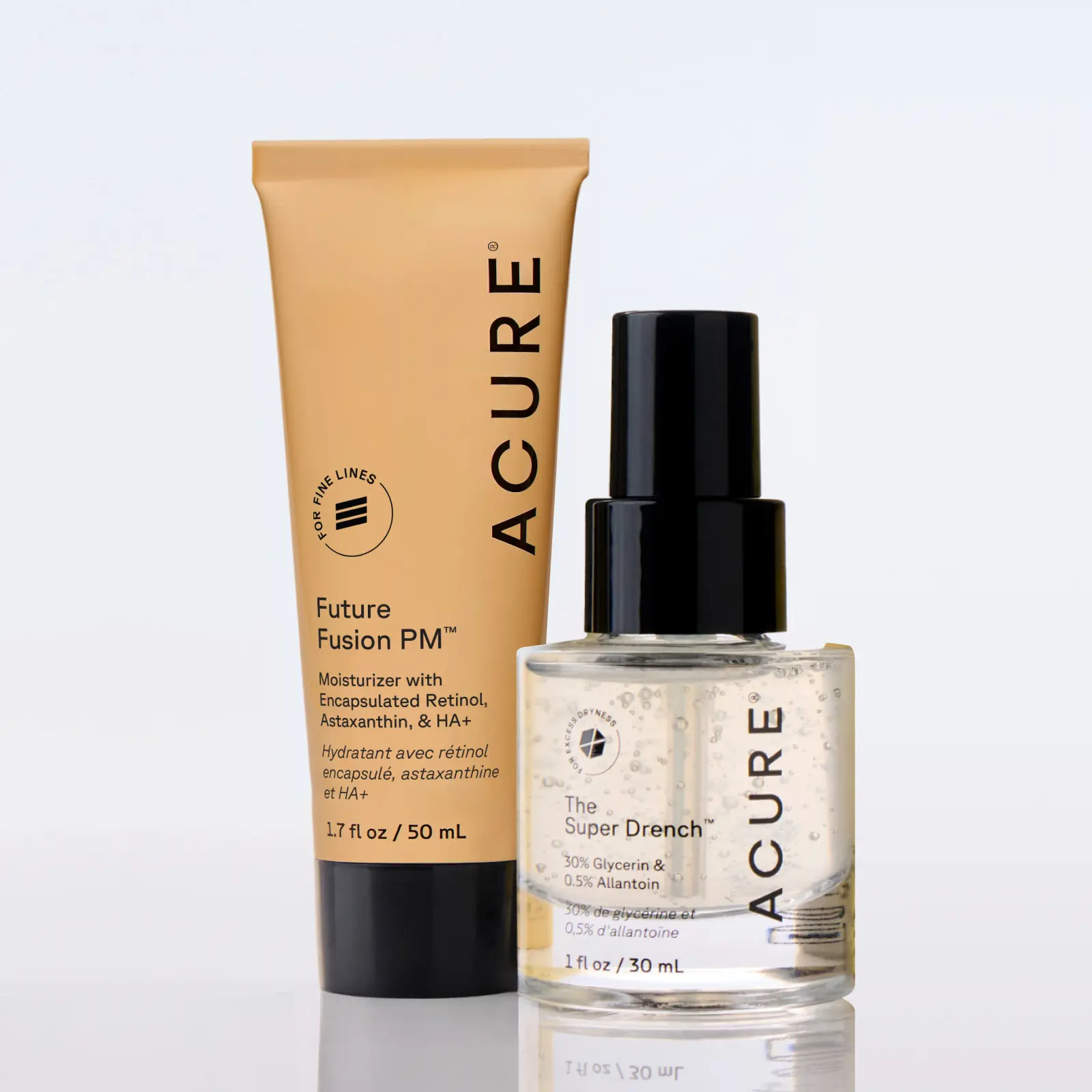ACURE Glass Skin PM Duo | Super Drench Serum & Retinol Night Moisturizer ACURE Glass Skin PM Duo | Super Drench Serum & Retinol Night Moisturizer