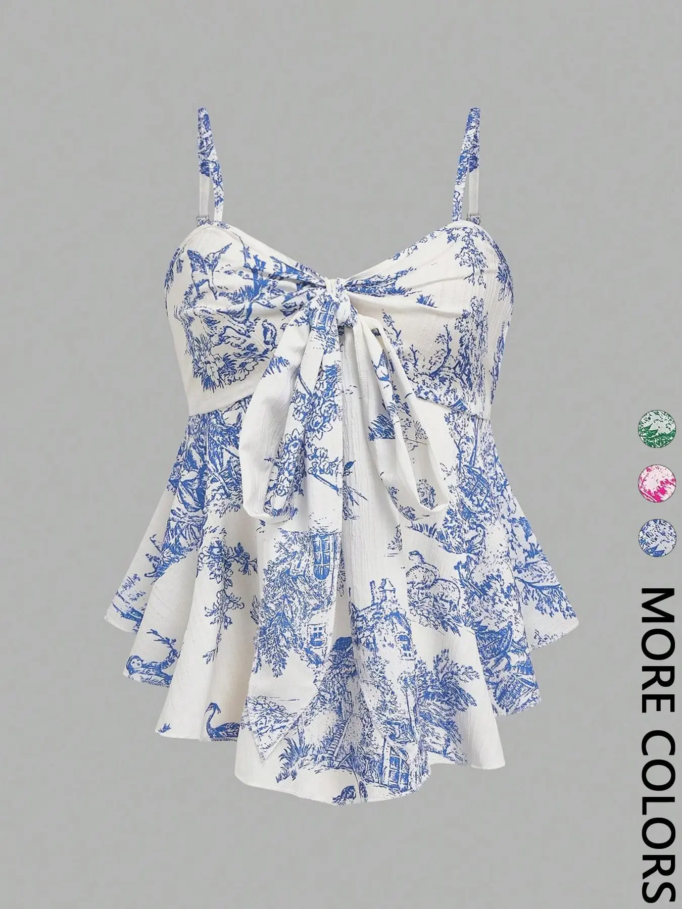 Women's Elegant Chic Casual Print Fitted Adjustable Spaghetti Strap Camisole Tops for Vacation, Commute and Daily Wear, Elegance