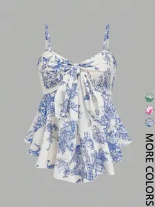 Women's Textured Print Fitted Camisole, Elegant For Casual, Vacation, Commute, And Daily Wear  halter tops Womenswear