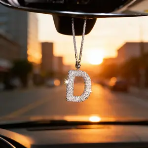 26 Full Diamond Letter Car Hanging Decorations, Luxury Trendy Alloy Rhinestone Interior Decoration, Car Interior Accessory, Car Interior Decorative, Enhance Car Quality, Car Trinkets, Car Accessories