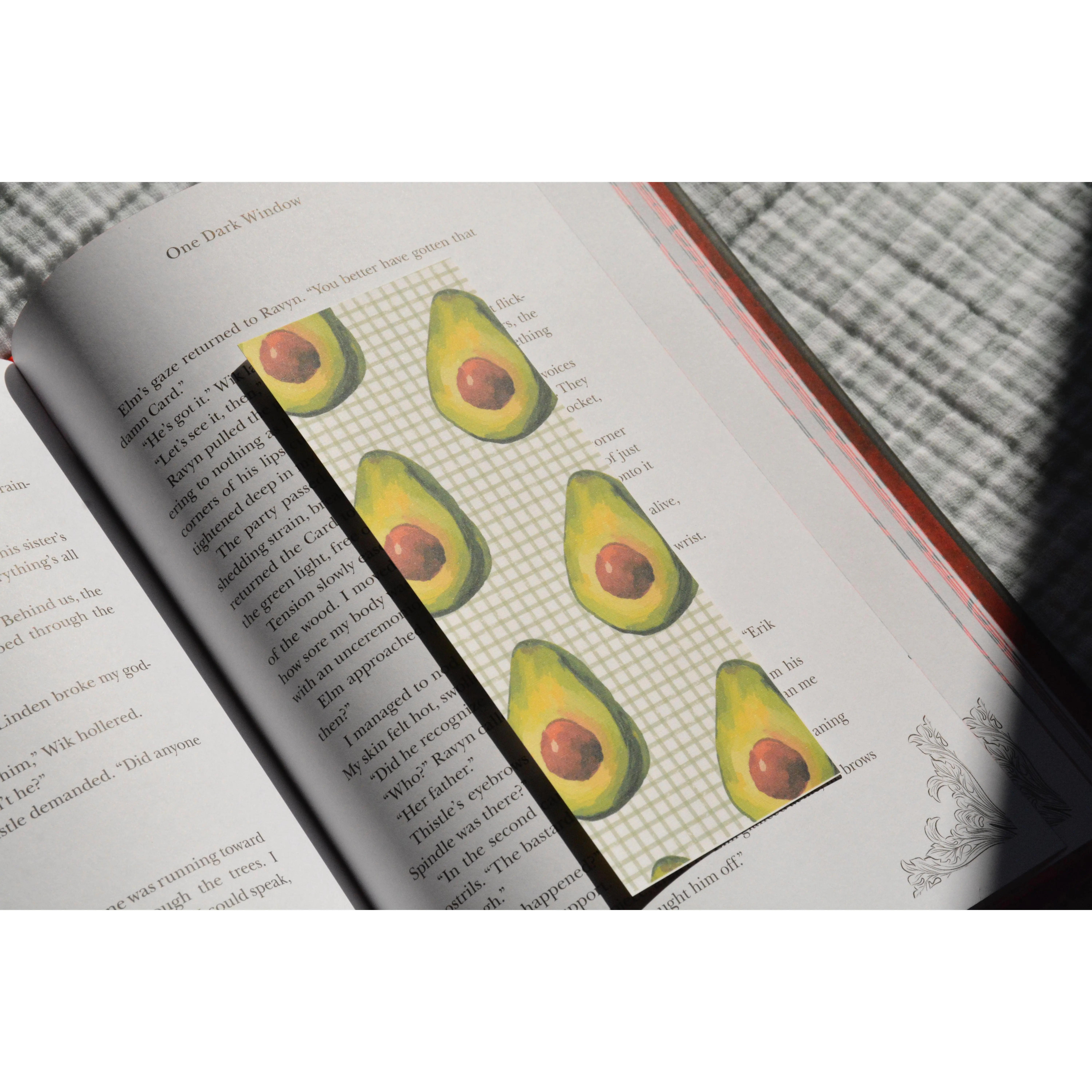 Avocado Linen Bookmark | Double-Sided Handcrafted Bookmark for Book Lovers