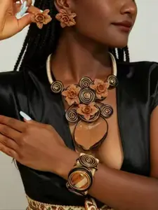 Boho Ethnic Pendant, Flower Bouquet Necklace, Unique Handmade Jewelry, Stylish Accessory for Travel, Parties, Weddings, Perfect Gift for Women