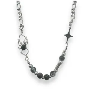 Spider Beads Necklace for Men Women Streetwear Punk Hip Hop Unisex Style